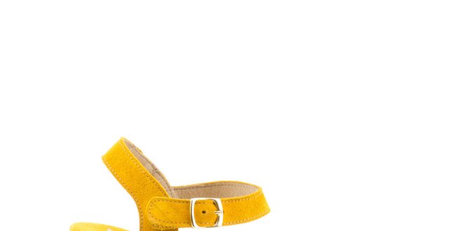 Dámske žlté sandále na vysokom opätku a pevnej platforme MISU