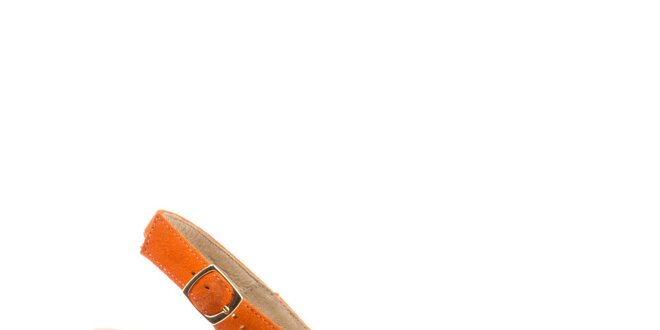 Dámske oranžové sandále na širokom opätku a platforme MISU