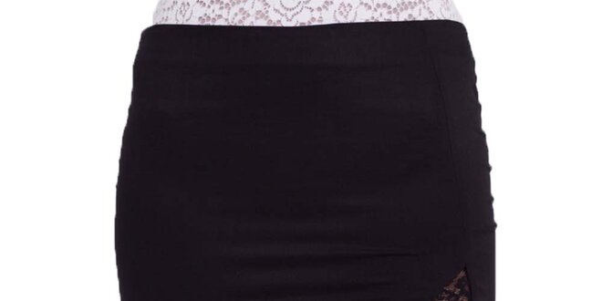Dámska čierna sukňa s čipkovým rozparkom Arefeva