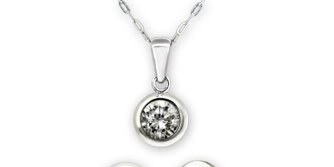 Dámska sada šperkov Swarovski Elements - okrúhle náušnice s kamienkom a náhrdelník