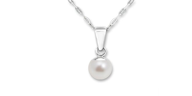 Dámska sada šperkov Swarovski Elements - biele perlové náušnice a náhrdelník