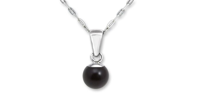 Dámska sada šperkov Swarovski Elements - čierne perlové náušnice a náhrdelník