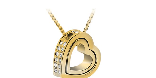 Dámsky pozlátený náhrdelník so srdcovým príveskom Swarovski Elements