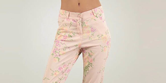 Dámske ružové nohavice Lilly´s Mood s kvetinovou potlačou