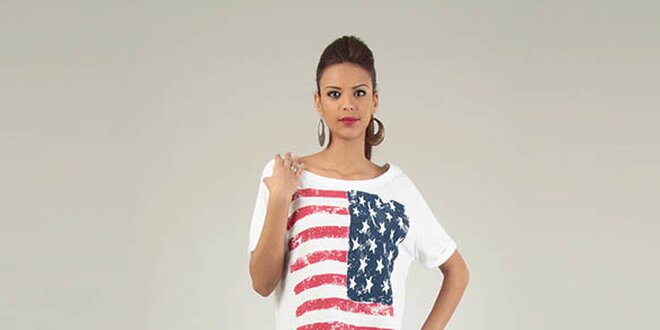 Dámske biele tričko Lilly´s Mood s americkou vlajkou