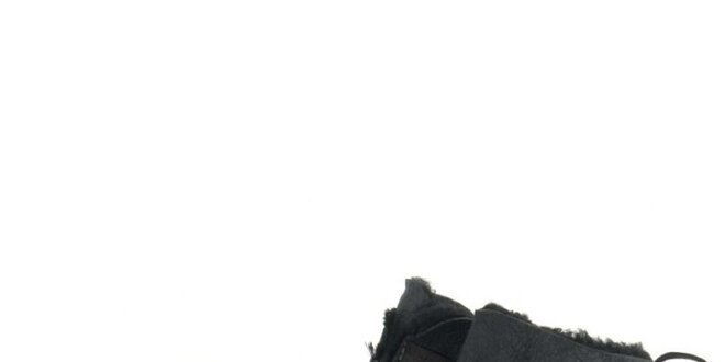 Pánske kožené čierne členkové topánky s kožúškom Diesel