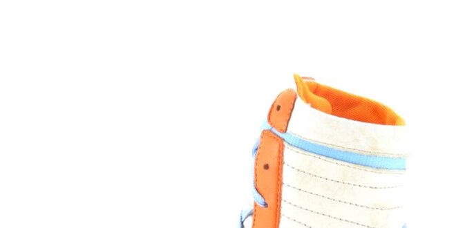 Dámske kožené béžovo-oranžovo-modré vysoké šnurovacie topánky Diesel