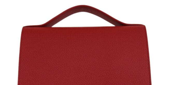 Dámska červená kožená kabelka so strieborným zapínaním Bellemarie
