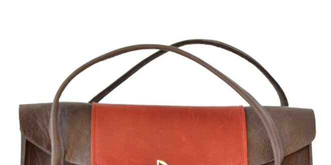 Dámska hnedá kabelka s farebným pruhom Bellemarie