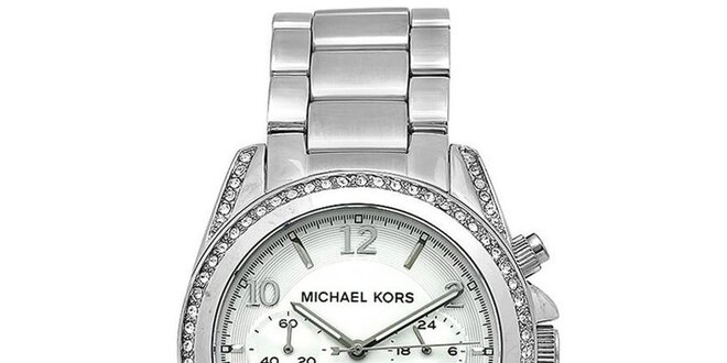 Dámske hodinky z ušľachtilej ocele so zirkónmi na lunete Michael Kors