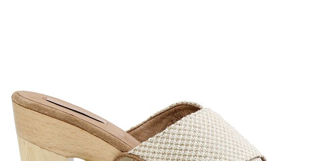 Dámske béžovo-biele sandálky s platformou Cubanas Shoes