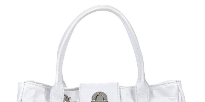 Dámska malá biela kabelka s krokodílim vzorom Giulia