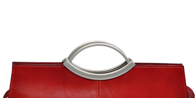Dámska červená kabelka s kovovými ušami Giulia