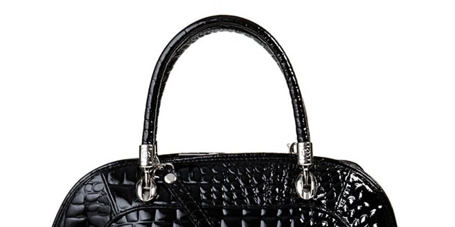 Dámska čierna kabelka s motívom krokodílej kože Giulia