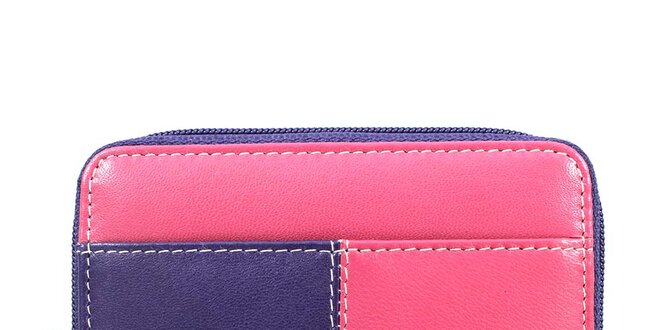 Dámska fialovo-ružová kožená peňaženka Puntotres