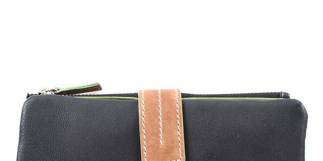 Dámska čierno-zeleno-hnedá peňaženka Puntotres