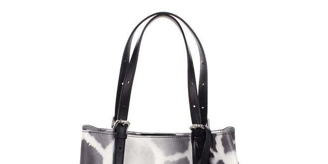 Dámska kožená kabelka s čiernou žirafiou potlačou Puntotres
