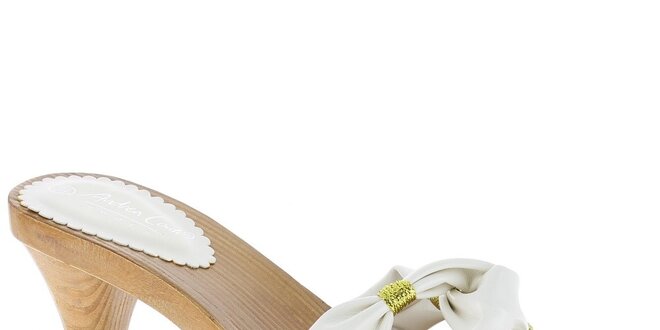 Dámske biele sandále so zlatou niťou Andrea Conti