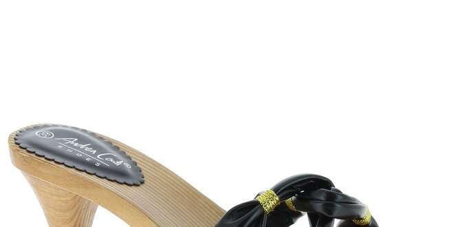 Dámske čierne sandále so zlatou niťou Andrea Conti
