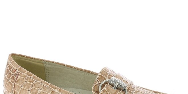 Dámske svetlé mokasíny so vzorom krokodílej kože Andrea Conti