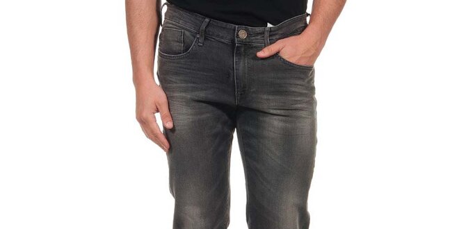 Pánske čierne džínsy s vyšúchaním Calvin Klein