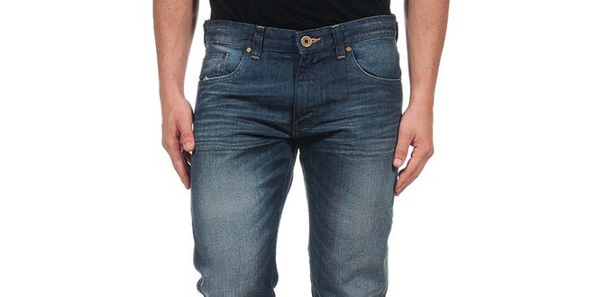 Pánske vyšúchané džínsy v tmavo modrej farbe Calvin Klein