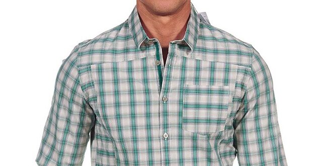 Pánska zelená kockovaná košeľa Calvin Klein