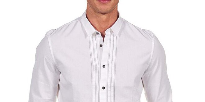 Pánska biela košeľa s tenkým prúžkom Calvin Klein