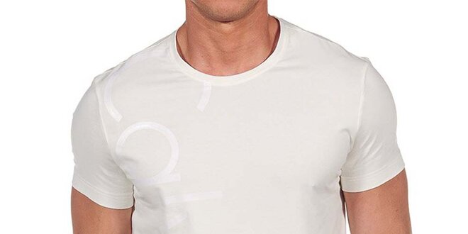 Pánske krémové tričko s krátkym rukávom Calvin Klein