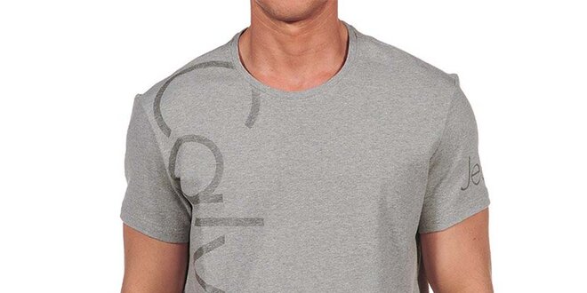 Pánske šedé tričko s krátkym rukávom Calvin Klein