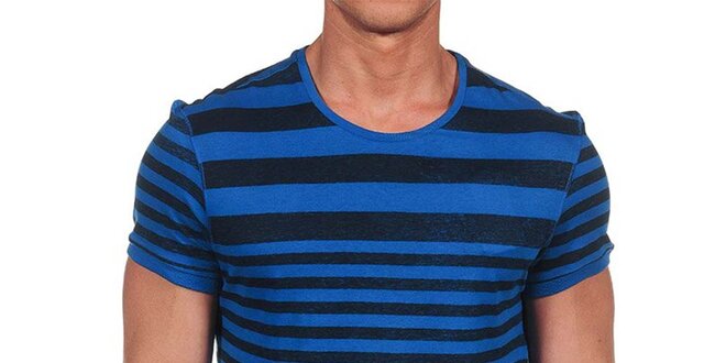 Pánske modré tričko s prúžkami Calvin Klein