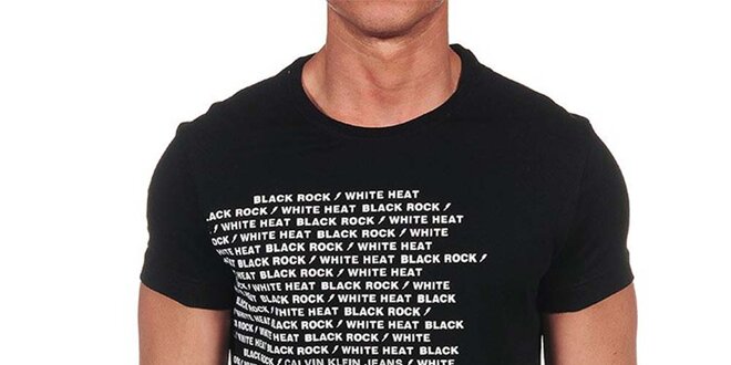 Pánske čierne tričko s krátkym rukávom a bielym nápisom Calvin Klein