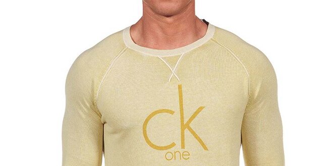 Pánsky svetlo žltý sveter so značkou Calvin Klein
