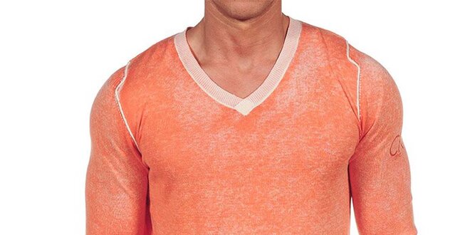 Pánsky oranžový melírovaný sveter Calvin Klein