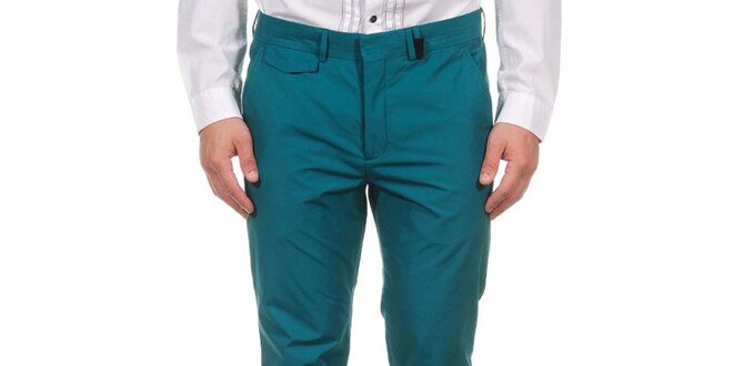 Pánske tmavo zelené spoločenské nohavice Calvin Klein