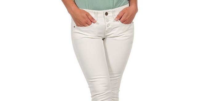 Dámske krémovo biele džínsy s gombíkmi Calvin Klein