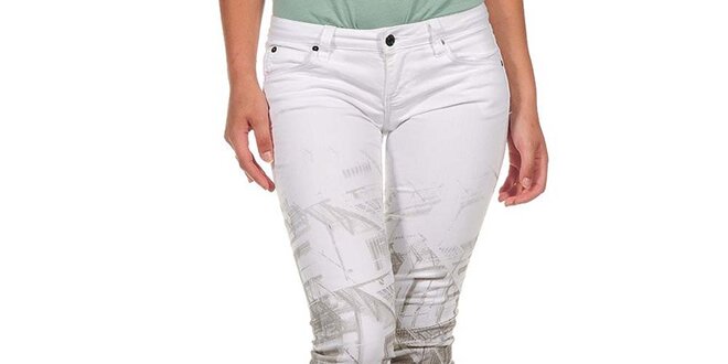 Dámske biele džínsy s potlačou Calvin Klein