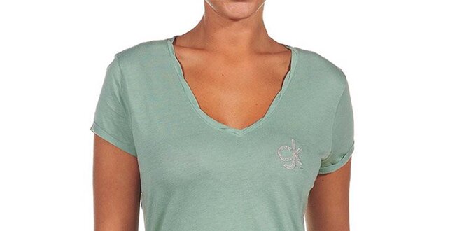 Dámske zelené tričko s logom Calvin Klein