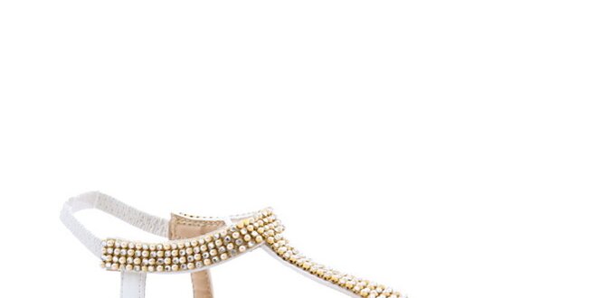 Dámske biele sandále s korálkami Balada