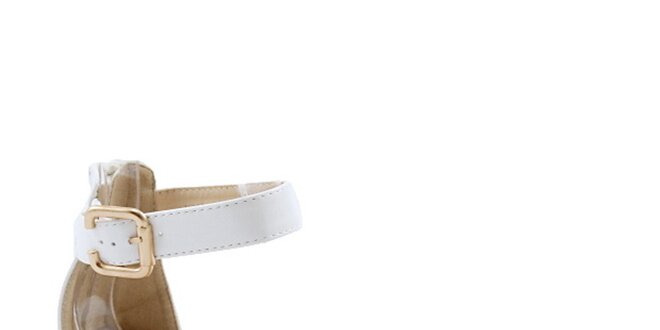 Dámske biele sandálky so zlatou aplikáciou Balada