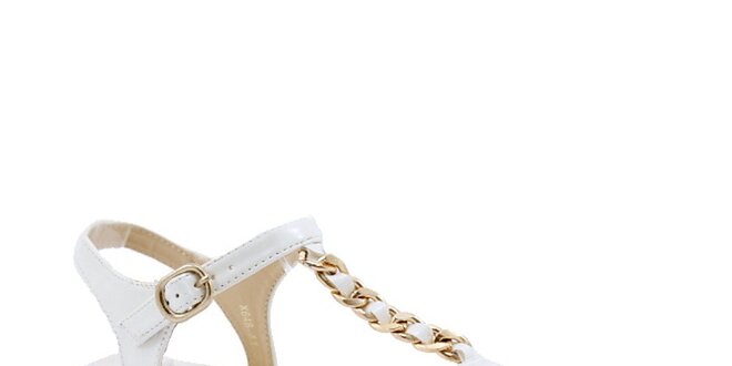 Dámske biele sandálky so zlatým zdobením Balada