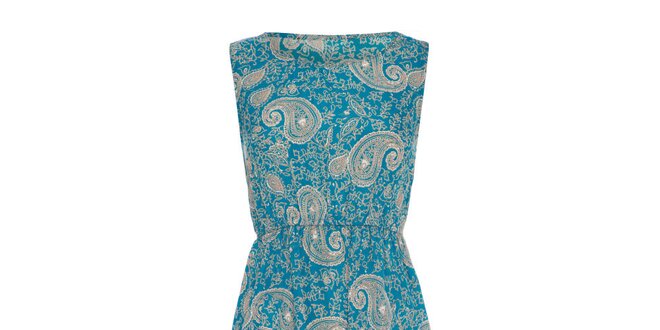 Dámske svetlo modré šaty s vintage vzorom Iska
