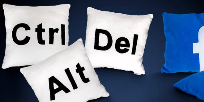 Moderné vankúše CTRL, ALT, DEL a Facebook