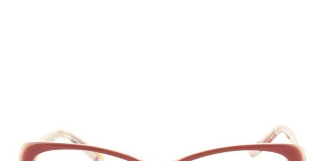 Dámske ružové okuliarové rámy so vzorovanými stranicami Furla
