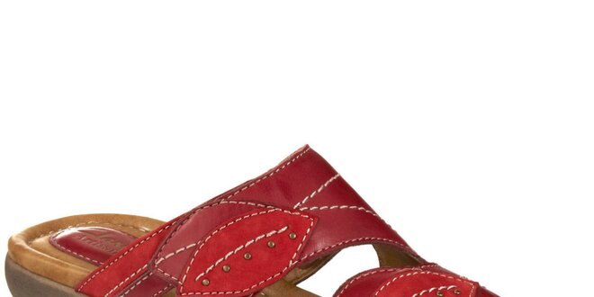 Dámske kožené červené nazúvacie sandálky s listami Clarks