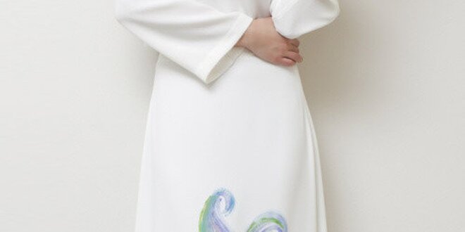 Dámska biela sukňa s jemnou potlačou Mija