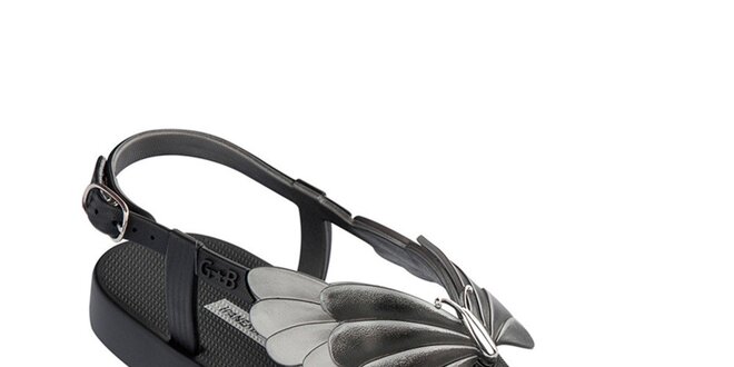 Dámske čierne sandále s motýlikom Ipanema