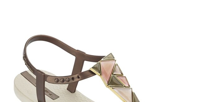 Dámske béžovo-bronzové sandálky s ozdobou Ipanema