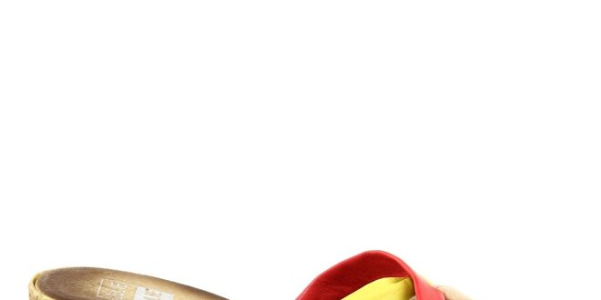 Dámske kožené červeno-žlté nazúvacie sandálky Julie Julie