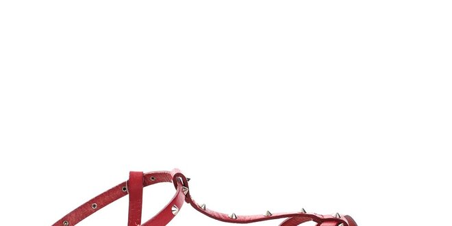 Dámske červené remienkové kožené sandále U.S. Polo